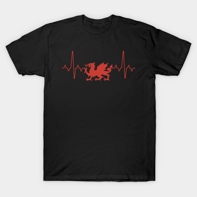 Welsh Dragon Heartbeat T-Shirt by Teessential